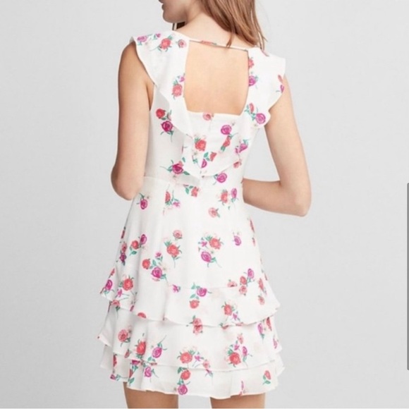 EXPRESS Floral Ruffle Mini Dress Size 0 (XS) - Picture 7 of 12